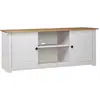 Image de Vidaxl   Meuble Tv Blanc 120x40x50 Cm En Bois De Pin Massif   2 Portes Et 2 Compartiments   Design Rustique Et Rétro