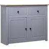 Image de Vidaxl - Croyance Grise 93x40x80 Cm En Bois De Style Classique Avec 2 Tiroirs Et 2 Portes