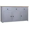 Image de Vidaxl - Buffet Gris 135x40x80 Cm Pin Solide Assortiment Panama