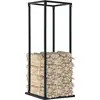 Image de vidaXL Étagère à bois de chauffage avec fond Noir 37 x 37 x 113 cm Acier