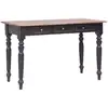 Image de Vidaxl   Bureau Droit 117x57x75 Cm Bois D'Acajou Massif   3 Tiroirs   Style Français   Finition Laquée Et Polie