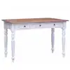 Image de Vidaxl Bureau Avec Tiroirs Blanc 117x57x75 Cm Bois D'Acajou Massif