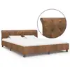 Image de Cadre De Lit Marron Similicuir Daim 160 X 200 Cm
