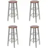 Image de Vidaxl - Tabourets De Bar Lot De 4 Argenté Et Marron Mdf
