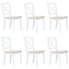 Image de Vidaxl - Chaises À Manger Lot De 6 Blanc Et Bois Clair Bois Hévéa Massif