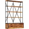 Image de Vidaxl - Bibliothèque À 4 Étagères Avec 6 Tiroirs 122x36x181 Cm Manguier