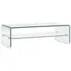 Image de Vidaxl   Table Basse Fixe En Verre Trempé 98x45x31 Cm   Épaisseur 10 Mm   Avec Étagère Intégrée   Style Contemporain