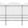 Image de vidaXL Clôture de jardin avec fer de lance Acier 892,5 x 200 cm Noir
