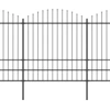 Image de vidaXL Clôture de jardin avec fer de lance Acier 1070 x 200 cm Noir