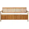 Image de vidaXL Banc avec espace de rangement et assise rembourrée 170 cm Bois massif acacia