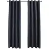 Image de Rideaux Occultants Avec Anneaux Métal 2pcs Anthracite 140x225cm