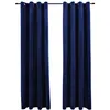 Image de Rideaux Occultants Et Anneaux 2pcs Velours Bleu Foncé 140x175cm