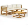 Image de Vidaxl   Salon De Jardin 5 Pcs En Bois D'Acacia Massif   Coussins Épais Pour Confort   Table Basse Design À Lattes   Usage Extérieur