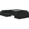 Image de vidaXL Ensemble salon de jardin 10 pièces avec coussins Poly rotin noir