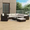 Image de Vidaxl - Salon De Jardin 8 Pcs Avec Coussins Résine Tressée Marron