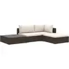 Image de vidaXL Ensemble de salon de jardin 4 pièces avec coussins Poly rotin brun