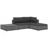 Image de vidaXL Ensemble salon de jardin 4 pièces avec coussins Poly rotin gris