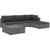 Image de vidaXL Ensemble de salon de jardin 5 pièces avec coussins Poly Rattan Gris