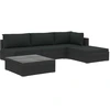 Image de vidaXL Ensemble de salon de jardin 5 pièces avec coussins Poly rotin noir