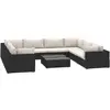 Image de vidaXL Ensemble de salon de jardin 9 pièces avec coussins Poly rotin noir