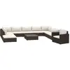 Image de vidaXL Ensemble de salon de jardin 11 pièces avec coussins Poly rotin brun