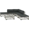 Image de vidaXL Ensemble de salon de jardin 6 pièces avec coussins Poly Rattan Gris