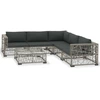 Image de vidaXL Ensemble de salon de jardin 6 pièces avec coussins Poly Rattan Gris