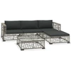 Image de vidaXL Ensemble de salon de jardin 5 pièces avec coussins Poly rotin gris