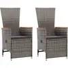 Image de Vidaxl - Chaise Inclinable De Jardin 2pc Et Coussins Résine Tressée Gris