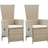 Image de Vidaxl - Chaises Inclinables 2 Pcs Et Coussins Résine Tressée Beige