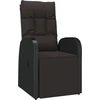 Image de Chaise de jardin inclinable avec coussin, polyrattan, noir