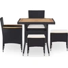 Image de vidaXL Ensemble de jardin 5 pièces noir poly rotin acacia massif