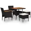 Image de Mobilier D'Extérieur 5 Pcs Noir Résine Tressée Et Bois D'Acacia Vidaxl