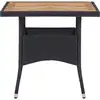 Image de vidaXL Table de jardin noire poly rotin et bois massif acacia