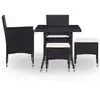 Image de vidaXL Ensemble de jardin 5 pièces noir Poly rotin et verre