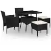 Image de Ensemble À Manger D'Extérieur 5pcs Noir Résine Tressée Et Verre Vidaxl