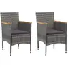 Image de Vidaxl - Chaises À Manger De Jardin Lot De 2 Résine Tressée Gris
