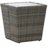 Image de Vidaxl - Table À Thé Gris 41,5x41,5x43 Cm Résine Tressée Et Verre Trempé