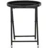 Image de vidaXL Table d'appoint noire 60 cm Poly rotin et verre trempé