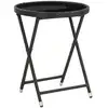 Image de Vidaxl - Table À Thé Noir 60 Cm Résine Tressée Et Verre Trempé