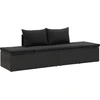 Image de vidaXL Chaise longue avec support Poly rotin noir