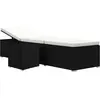 Image de vidaXL Chaise longue avec support et table de thé Poly rotin blanc crème