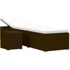 Image de vidaXL Chaise longue avec support et table de thé Poly rotin brun