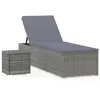 Image de vidaXL Chaise longue avec support et table de thé Poly rotin gris