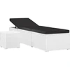 Image de vidaXL Chaise longue avec support et table de thé Poly rotin blanc