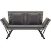 Image de vidaXL Banc de jardin avec coussins 176 cm Gris Poly rotin