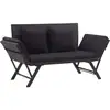 Image de Banc De Jardin Avec Coussins 176 Cm Noir Résine Tressée Vidaxl