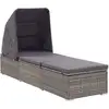 Image de Vidaxl Sun Lounger With Canopy And Cushion Poly Rattan Grey