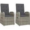Image de vidaXL Chaises longues de jardin 2 pcs. avec coussins Poly Rattan Gris