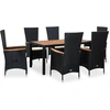 Image de vidaXL Ensemble de jardin 7 pièces Poly rotin acacia noir